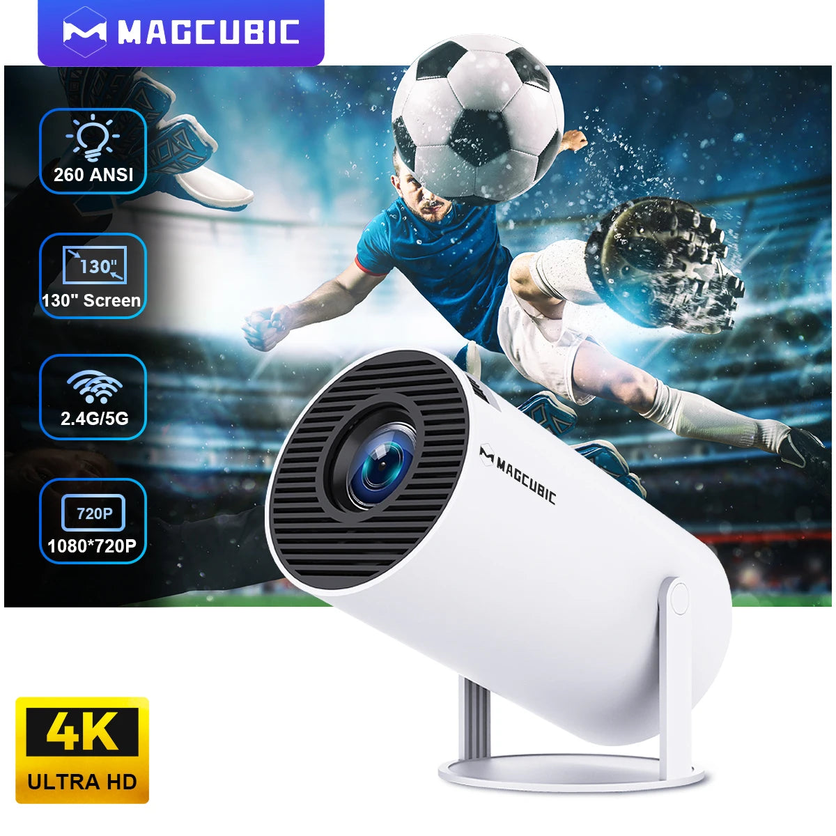 Proyector Magcubic HY300 PRO 4K Android 11 Doble Wifi6 260ANSI Allwinner H713 BT5.0 1080P 1280*720P Proyector para cine en casa y exterior